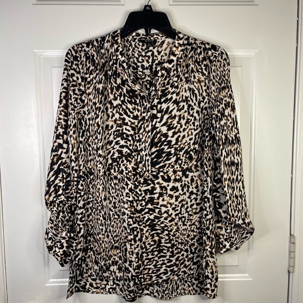 A.n.a button down long‎ sleeve Leopard blouse.